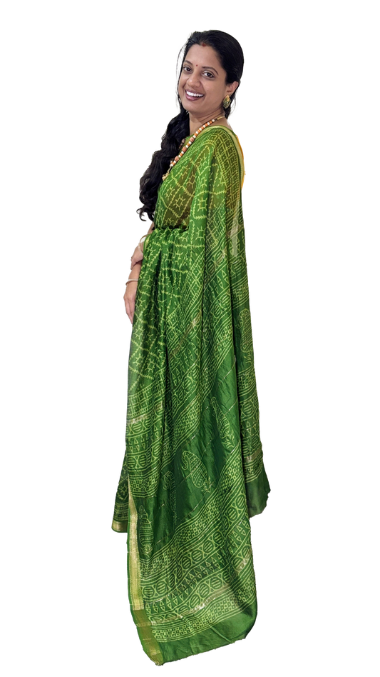 Mehandi Green Silk Cotton Saree
