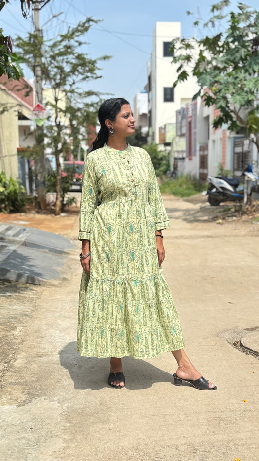 Pastel Green Textured Cotton Dress