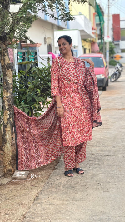 Red Cotton Salwar Suit