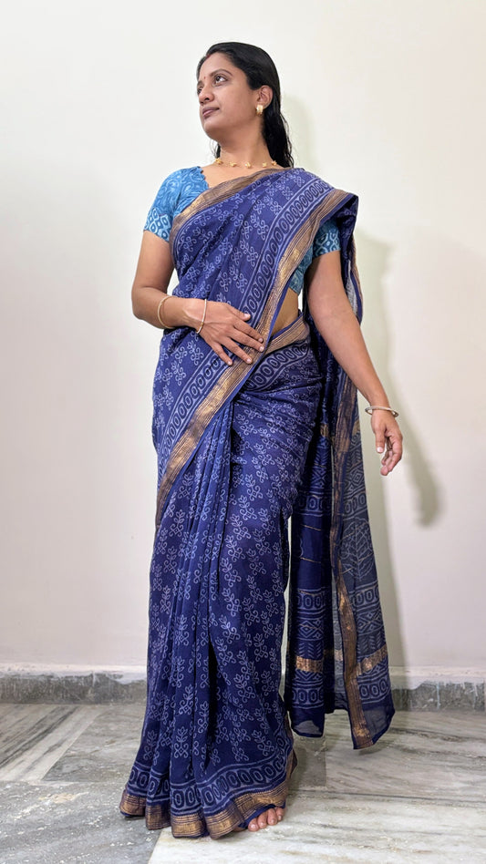 Navy Silk Cotton Saree