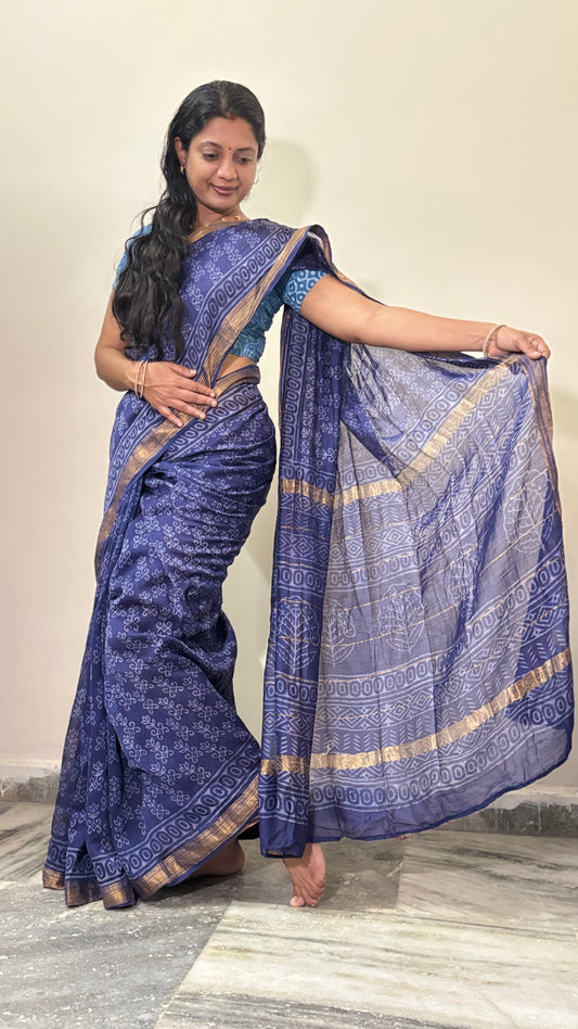 Navy Silk Cotton Saree