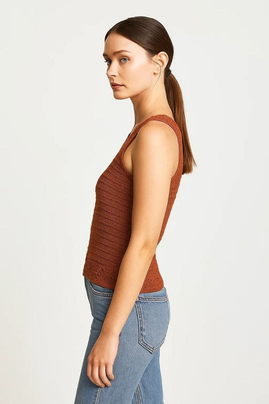 Rust Hand-Crocheted Cotton Tank Top
