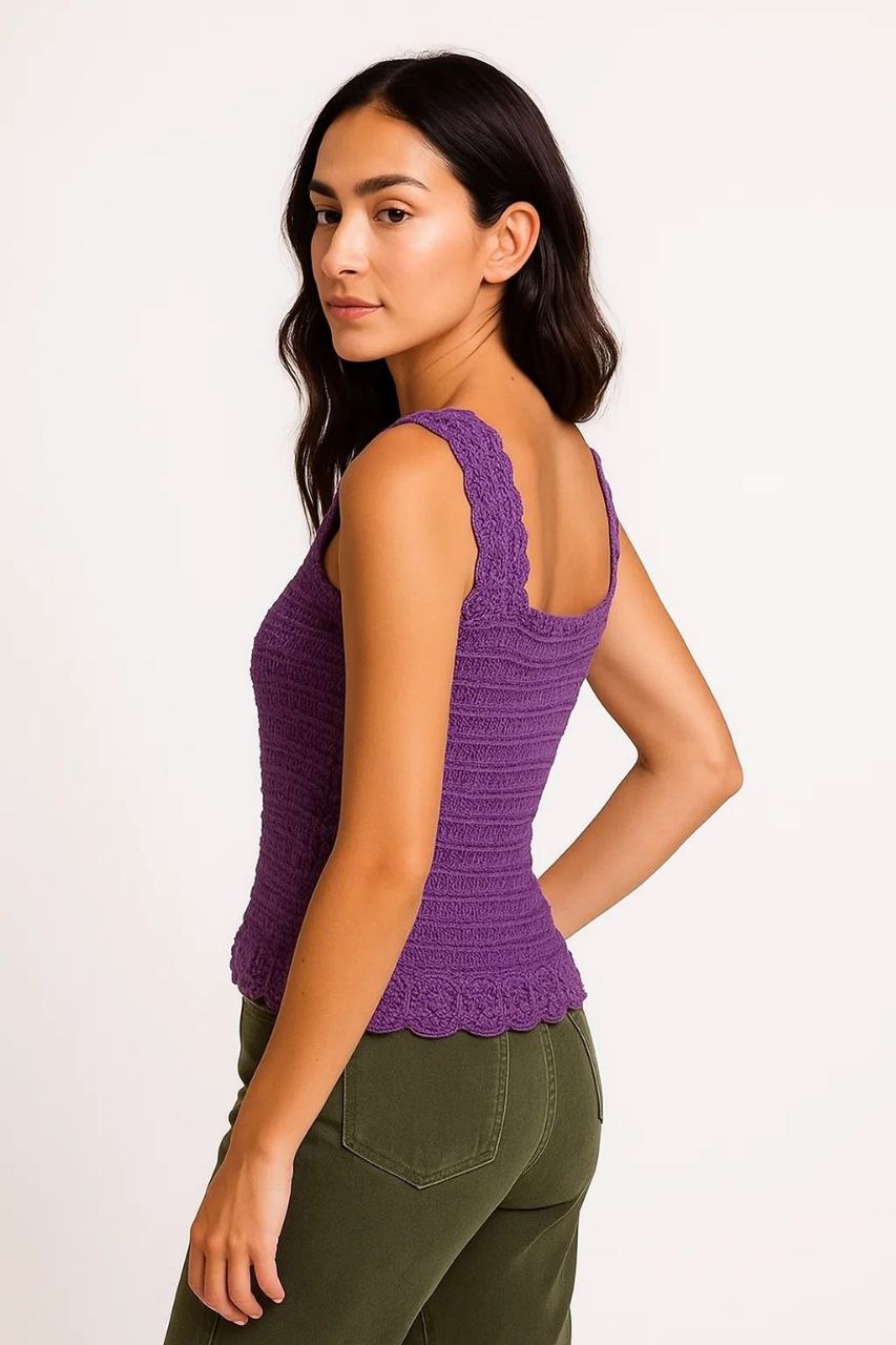 Purple Crochet Cotton Tank Top
