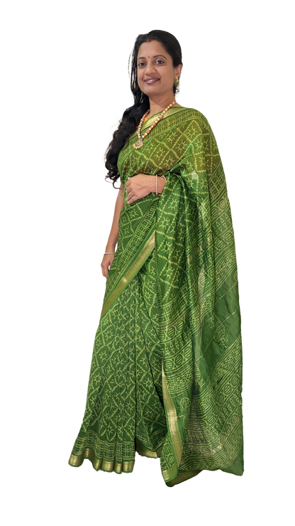 Mehandi Green Silk Cotton Saree