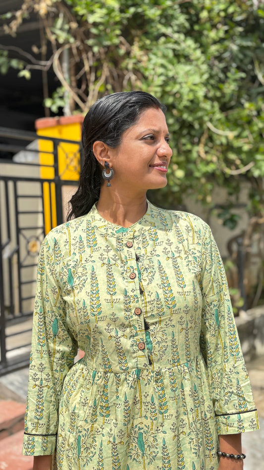 Pastel Green Textured Cotton Dress