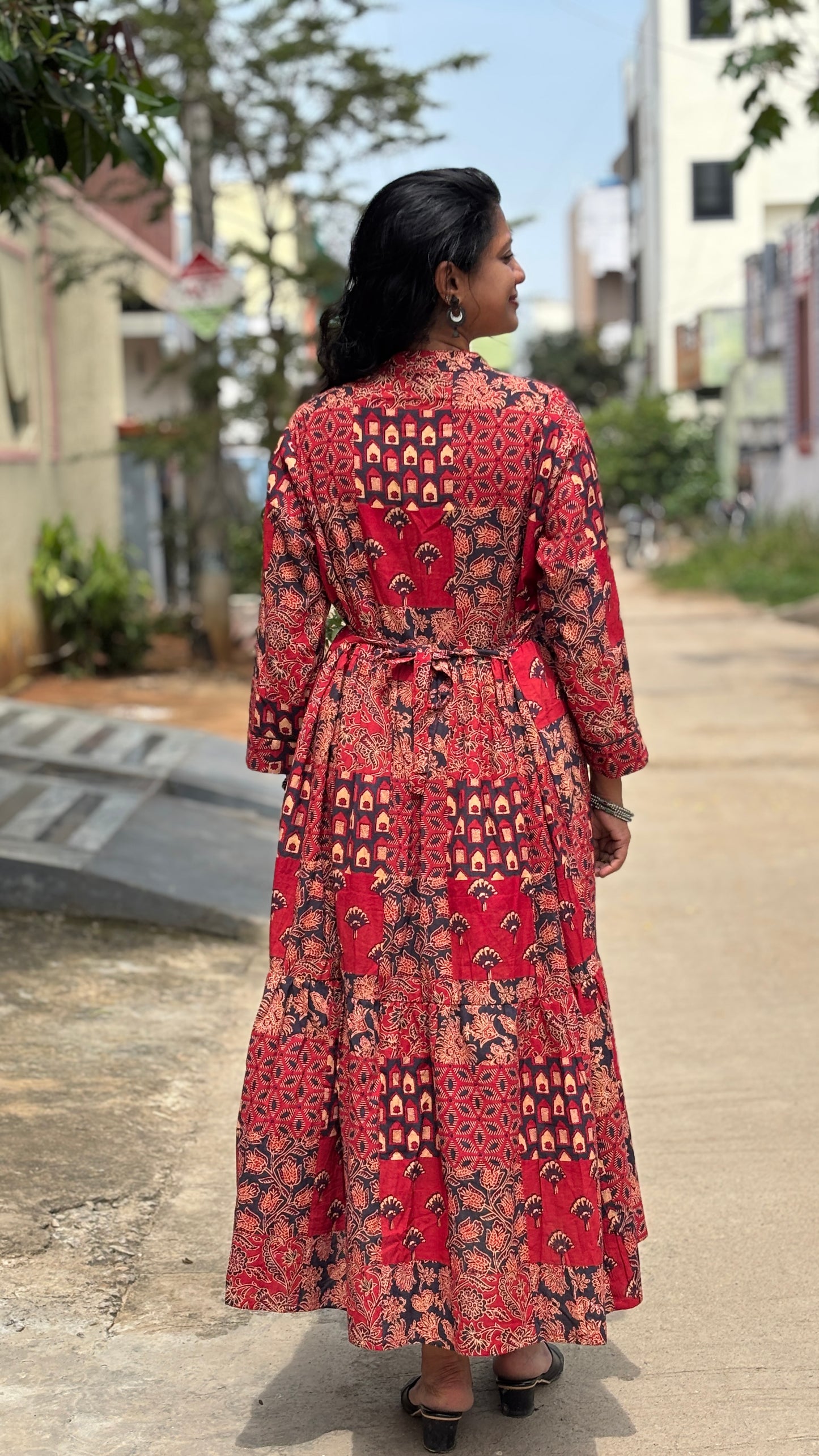 Red Printed Cotton Dress
