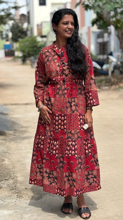 Red Printed Cotton Dress
