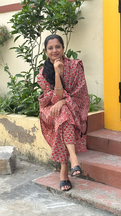 Red Cotton Salwar Suit