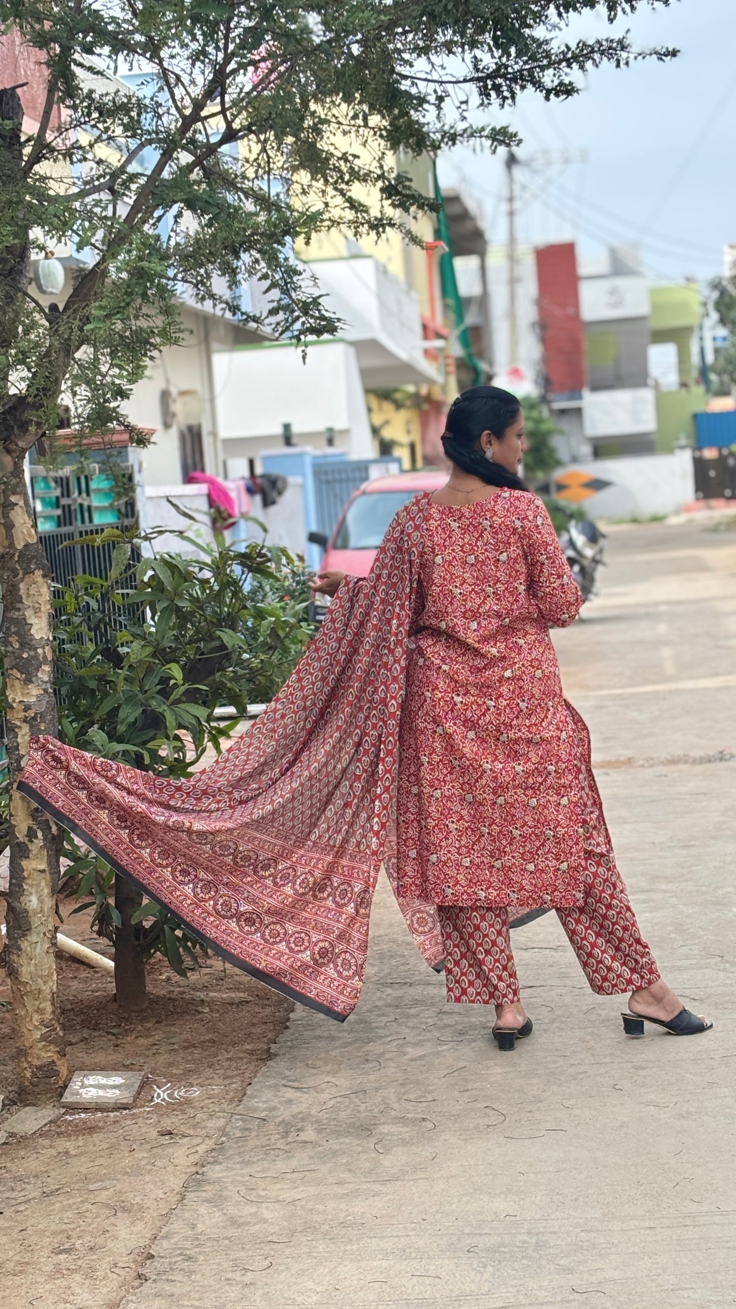 Red Cotton Salwar Suit