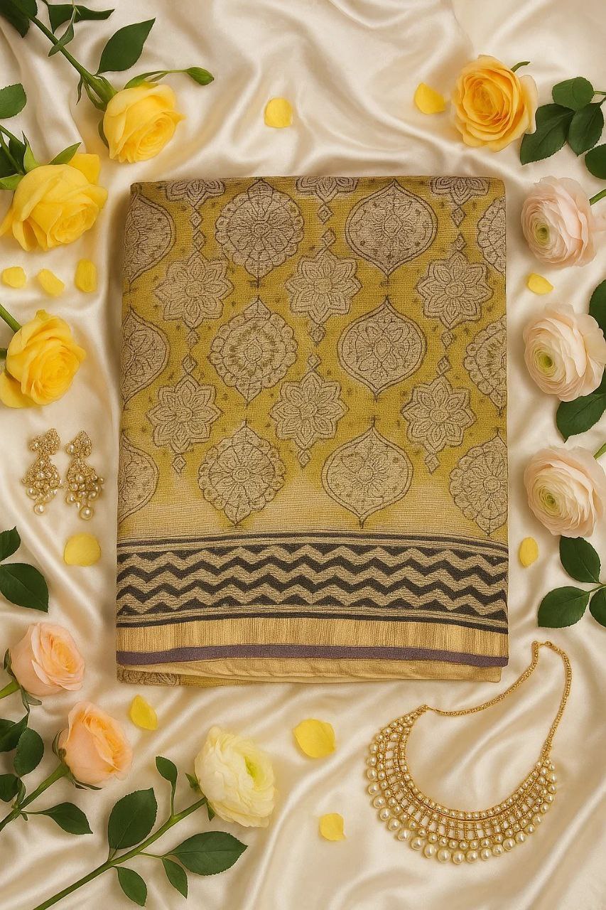 Yellow & Mauve Kota Cotton Saree