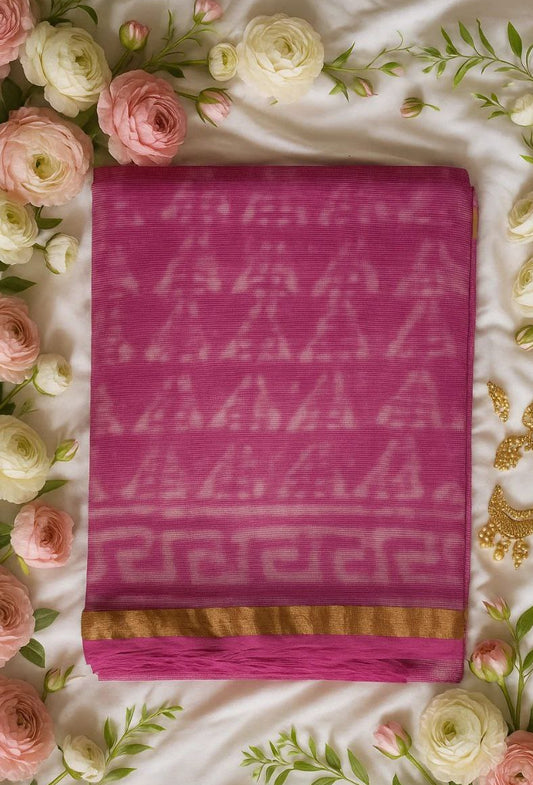 Fuchsia Pink Zari Kota Cotton Saree
