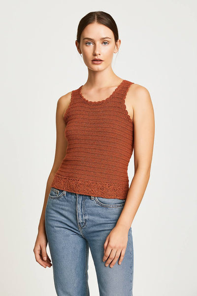 Rust Hand-Crocheted Cotton Tank Top